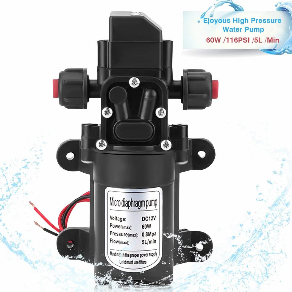 Bomba de agua para autocaravana, 12 V, presión, membrana autocebante con interruptor, bombas automáticas de alta presión, para camping, barco y limpieza de coche