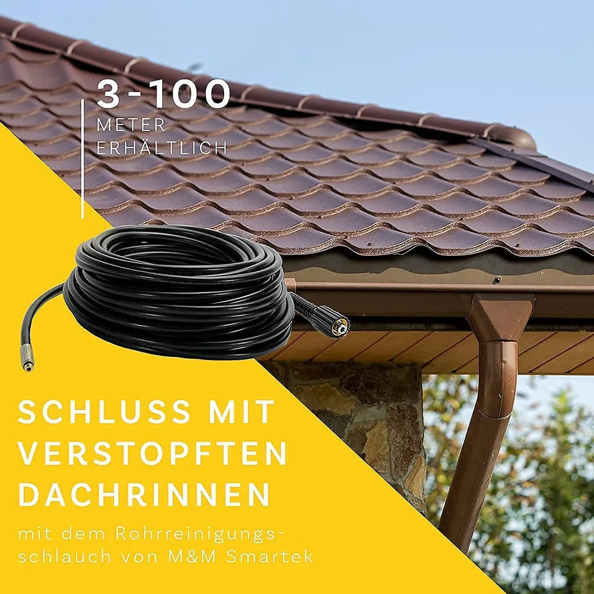 M&M Smartek manguera desatascadora 30 m, kit 9 piezas, para KEW/Nilfisk | Kit desatascador con manguera, adaptadores y boquillas según variante; comprobar conexiones, presión, contenido y equipo.