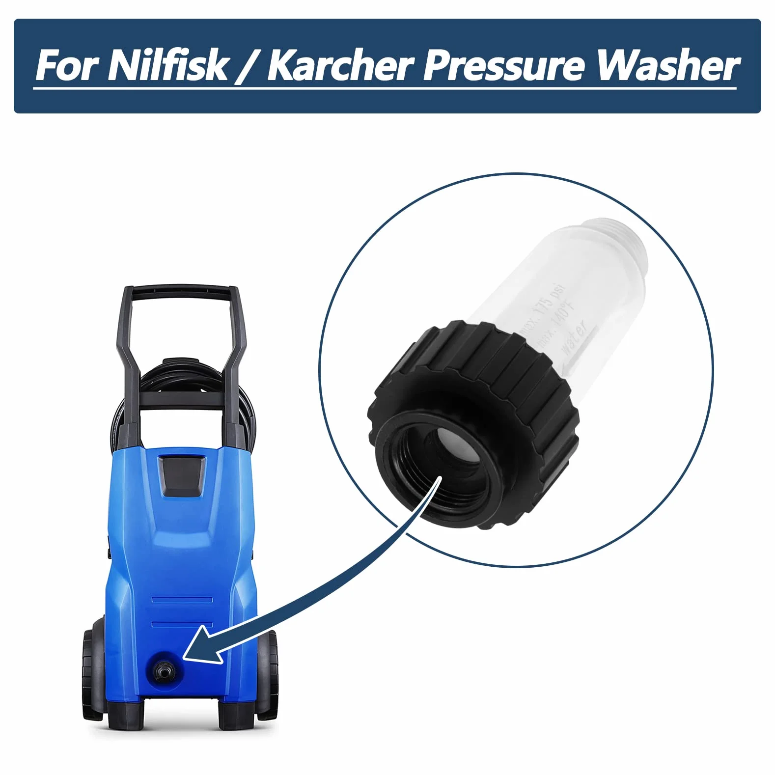 Karcher - Filtro de agua para todos los limpiadores a presión Karcher con conexión de agua de 1,9 cm, 4.730-059.0 con inserto de filtro