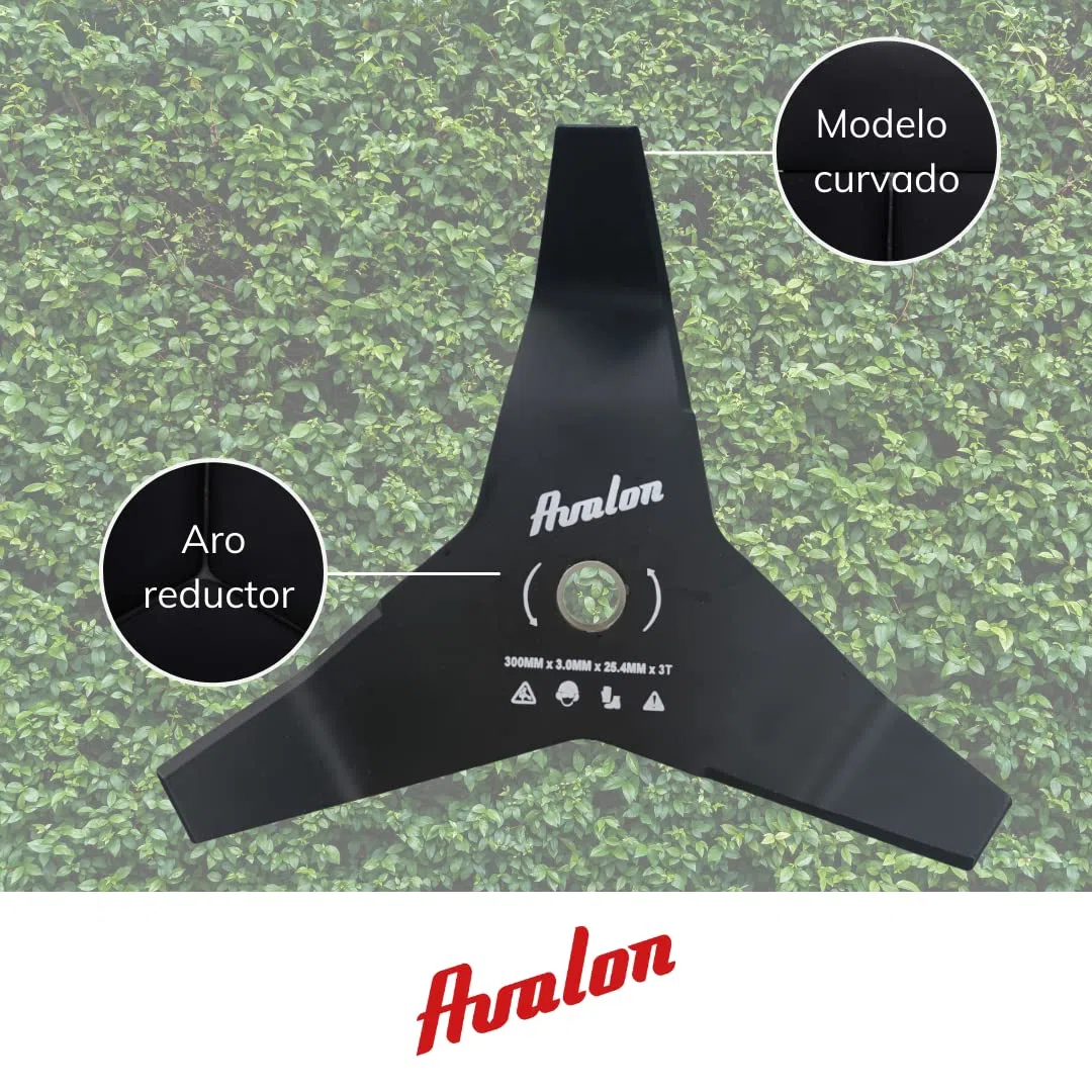 Avalon - Disco de 3 Puntas Universal para Desbrozadora, Cuchilla de Acero de 3 mm (300 x 4 mm) para Cortar Zarzas y maleza densa