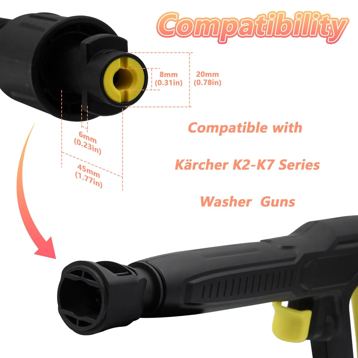 Fai Top Düsenpistolenverlängerung, 0,4m Verlängerung, Kompatibel mit Karcher K2-K7, Hochdruckreinigerverlängerung, 2 Stück