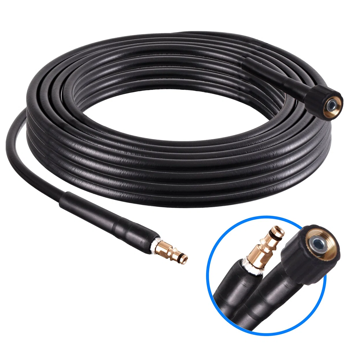 TC TECHNIC Manguera de alta presión para Karcher Serie K con rosca M22x1,5mm - Nylon trenzado - Click Connect - Accesorio Karcher - Para altas presiones y temperaturas - 5m