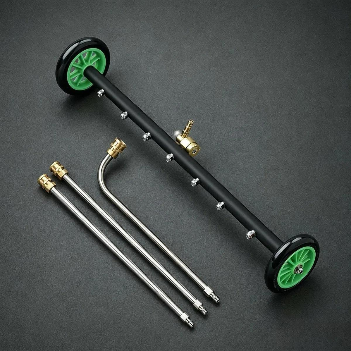 Kit de Limpieza de Bajos de Coche: de Alta Presión, Cepillo, Accesorios, Acero Y Cobre, Estable Y Adecuado para La Limpieza.
