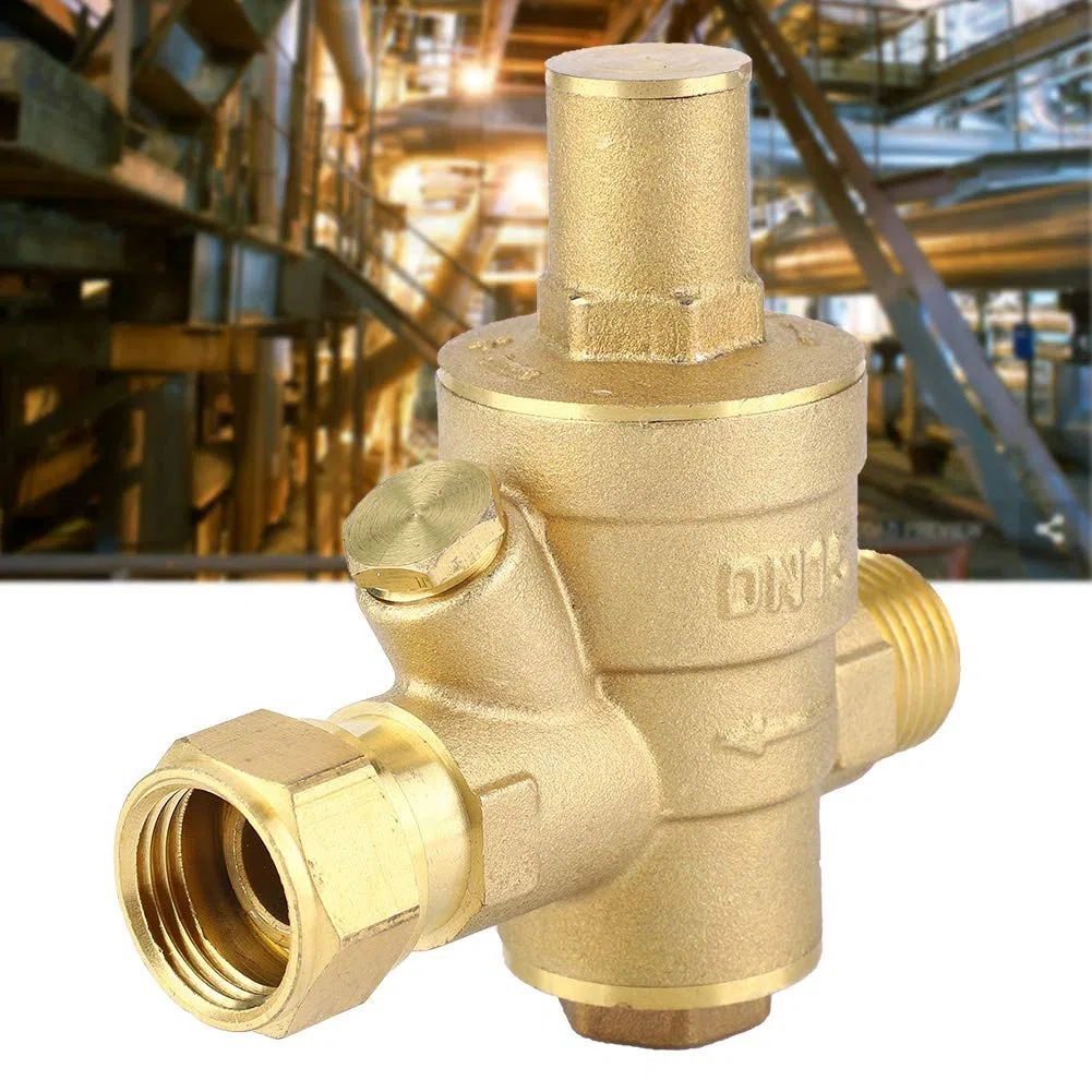 Válvula reductora de presión, DN15 1/2 pulgada Válvula reductora de presión de agua de latón 1/2 "Regulador de presión de agua ajustable Regulador de presión Rosca de la válvula