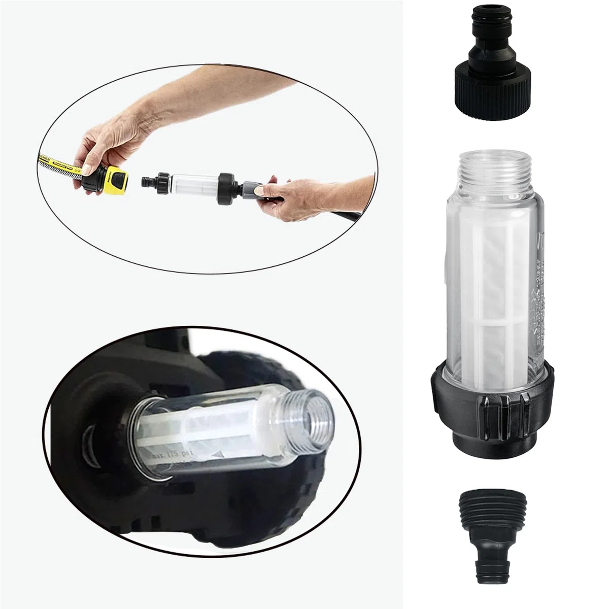 Morlight 2 Filtro Lavadora con Presión, Manguera Multiuso con 4 Insertos y 4 Rápidos Adaptadores