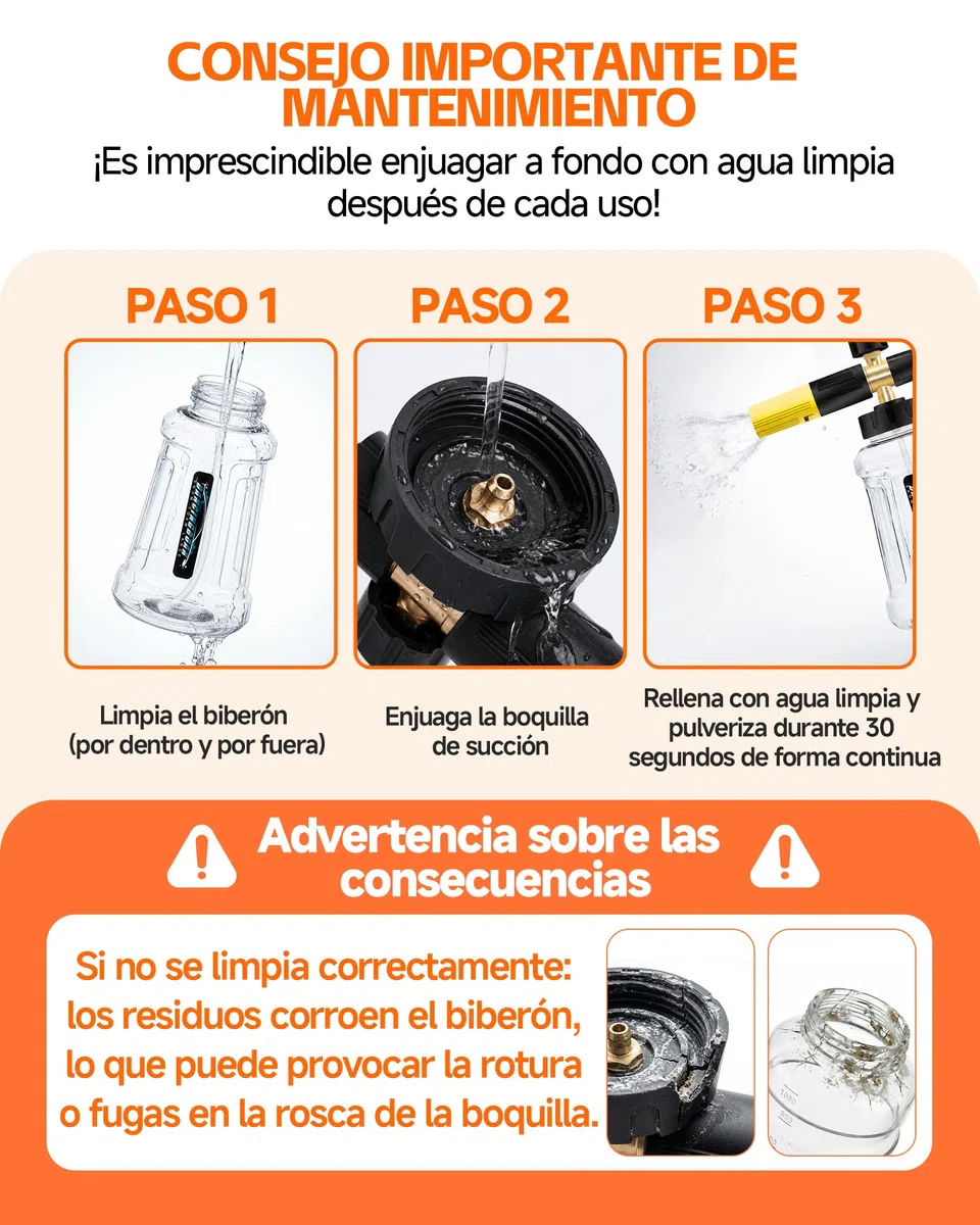 Lanza de Espuma de Nieve para Lavadora a Presión Karcher K Series K2 K3 K4 K5 K6 K7, 1L Cañón de Espuma de Nieve Dispensador de Jabón con Pulverización Ajustable Mejorada Boquilla (Negro y Amarillo)