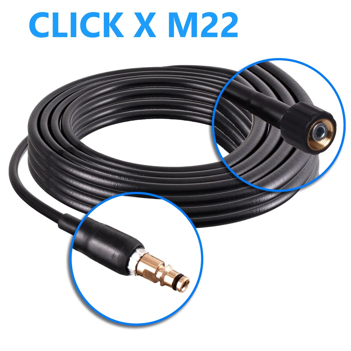 TC TECHNIC Manguera de alta presión para Karcher Serie K con rosca M22x1,5mm - Nylon trenzado - Click Connect - Accesorio Karcher - Para altas presiones y temperaturas - 5m