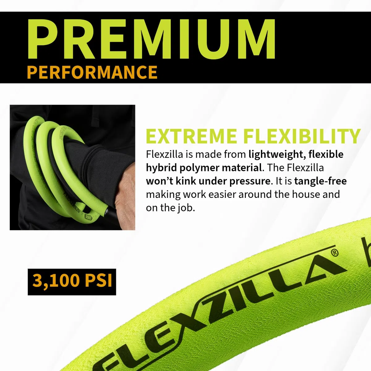 Legacy Manufacturing Flexzilla Limpiador a presión Manguera con M22 Accesorios, 1/4 in. x 50 pies., ZillaGreen – hfzpw3450 m