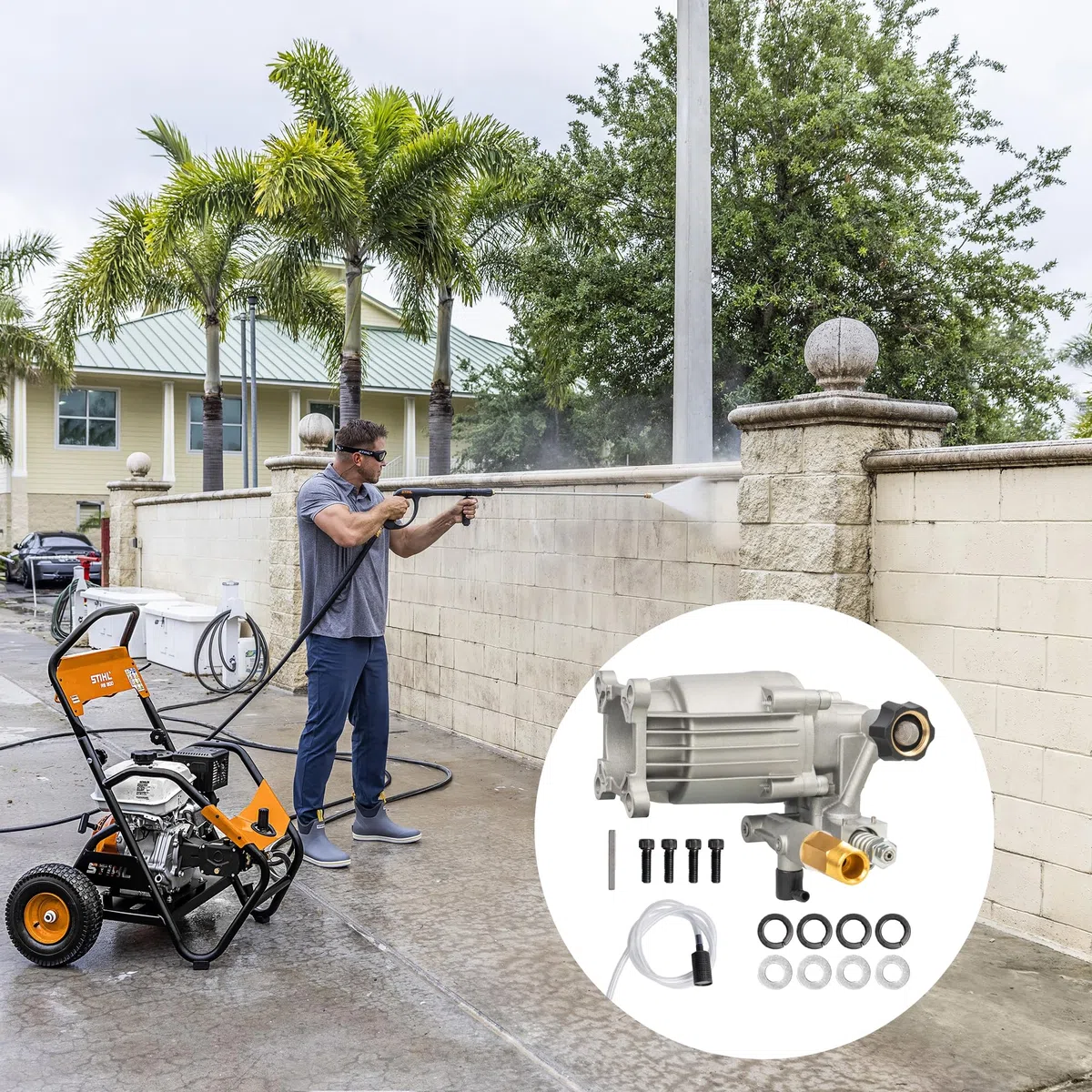 Hourleey Bomba de Lavado a presión Horizontal de Eje de 3/4 Pulgadas, 3400PSI 2.5GPM, Bomba de Repuesto para Lavadora eléctrica, Bomba de Lavadora eléctrica para Lavadora de Gas, Compatible con