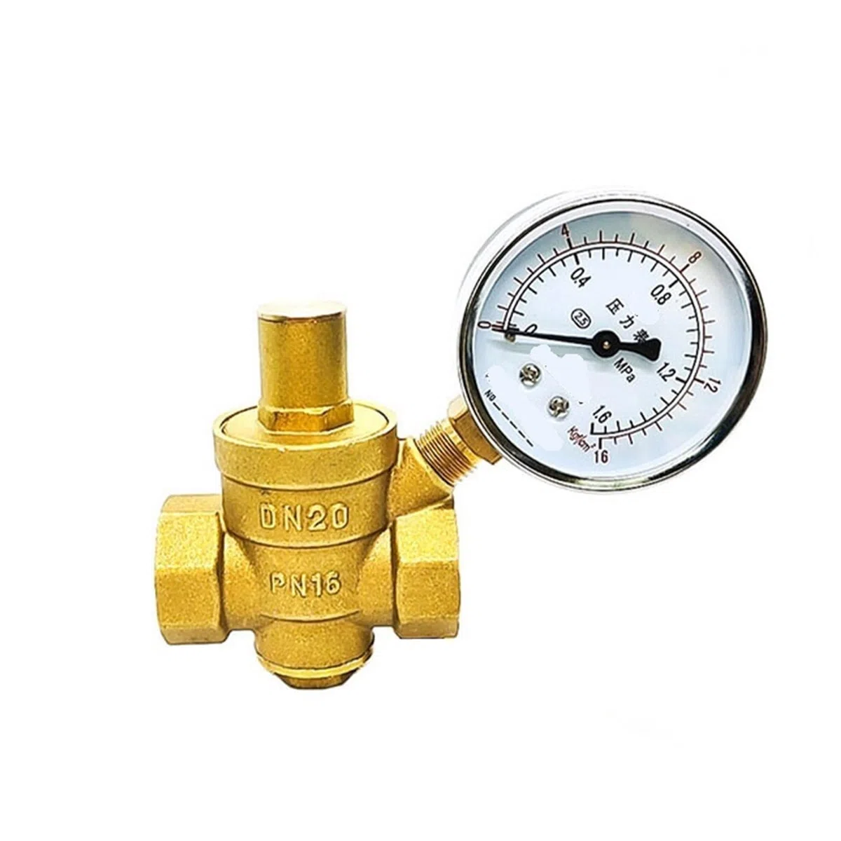 Válvula de Presión de Agua Válvula Reductora y mantenedora de presión de Agua de latón de 2" Válvula de Alivio Ajustable y reguladora(Valve with Gauge)