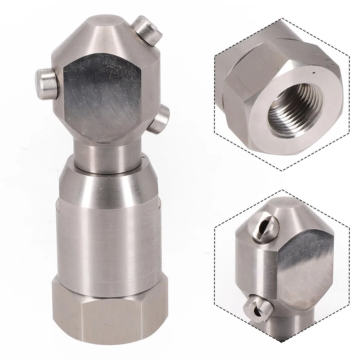 Boquilla de lavado de tanques de acero inoxidable giratorio de 360 grados, 1/2 pulgada, para limpiar tanques de hasta 8 pies de diámetro