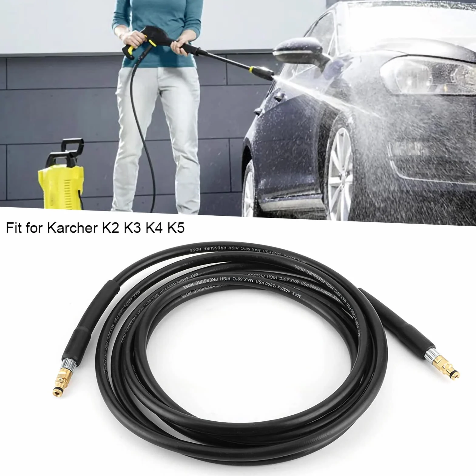 Manguera de Repuesto Karcher K3, Manguera de Limpieza de Agua de Alta Presión para Karcher K2 K3 K4 K56m/19.69ft (6 metros)