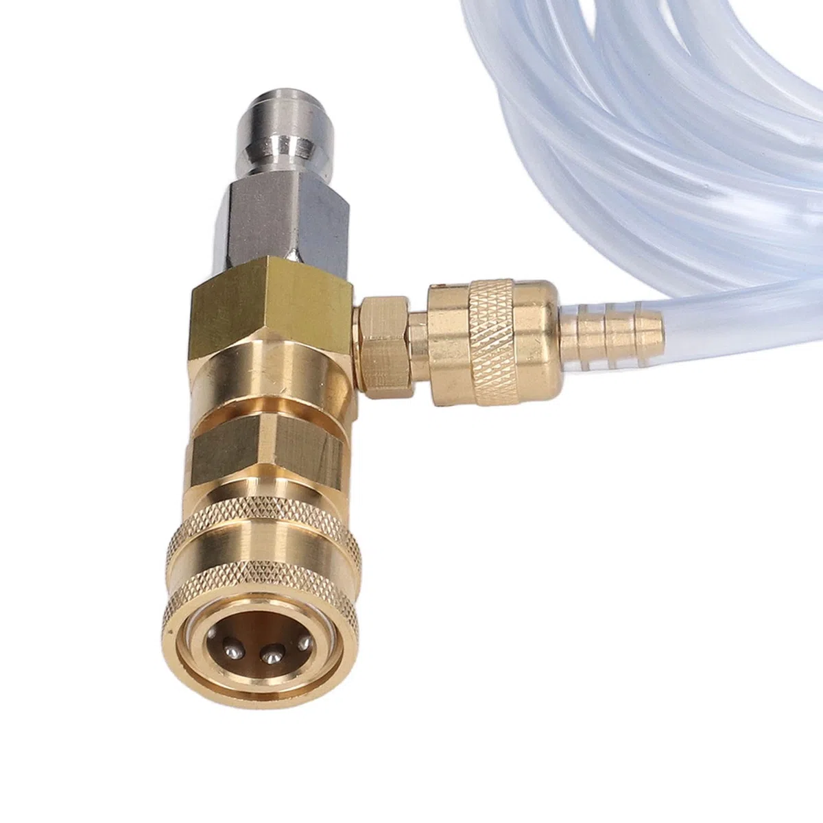 Socobeta Inyector químico, inyector de corriente descendente ajustable para hidrolimpiadora 5000 PSI, latón inoxidable, reemplazo ideal para accesorios de lavado a presión