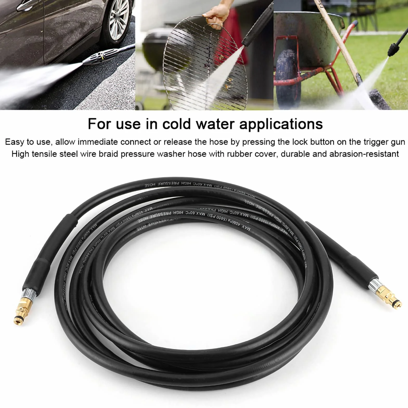Manguera de Repuesto Karcher K3, Manguera de Limpieza de Agua de Alta Presión para Karcher K2 K3 K4 K56m/19.69ft (6 metros)