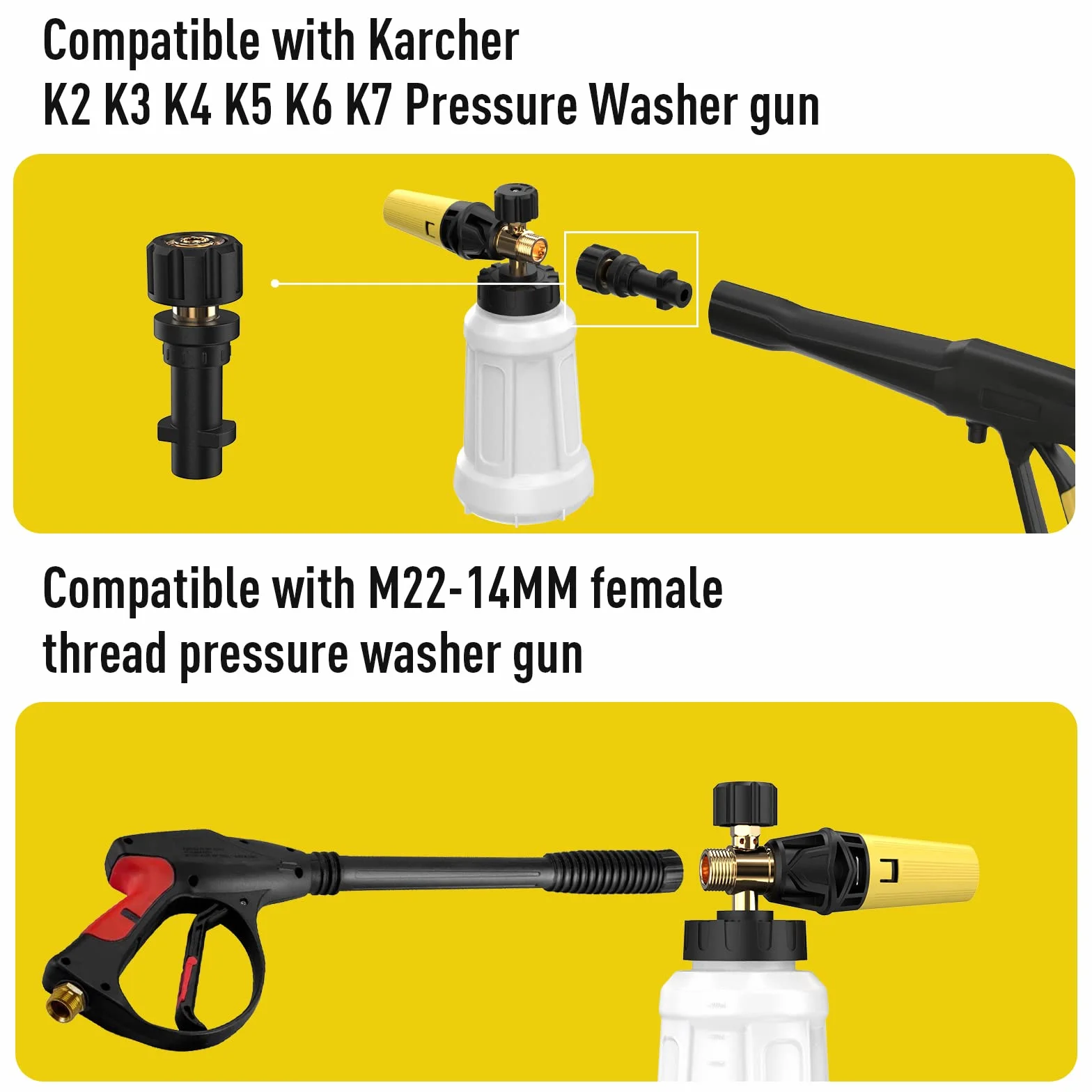 OHAYORI Lanza de espuma para Karcher K2-K7, cañón de alta presión ajustable, accesorio de lavado de coche con boquilla mejorada