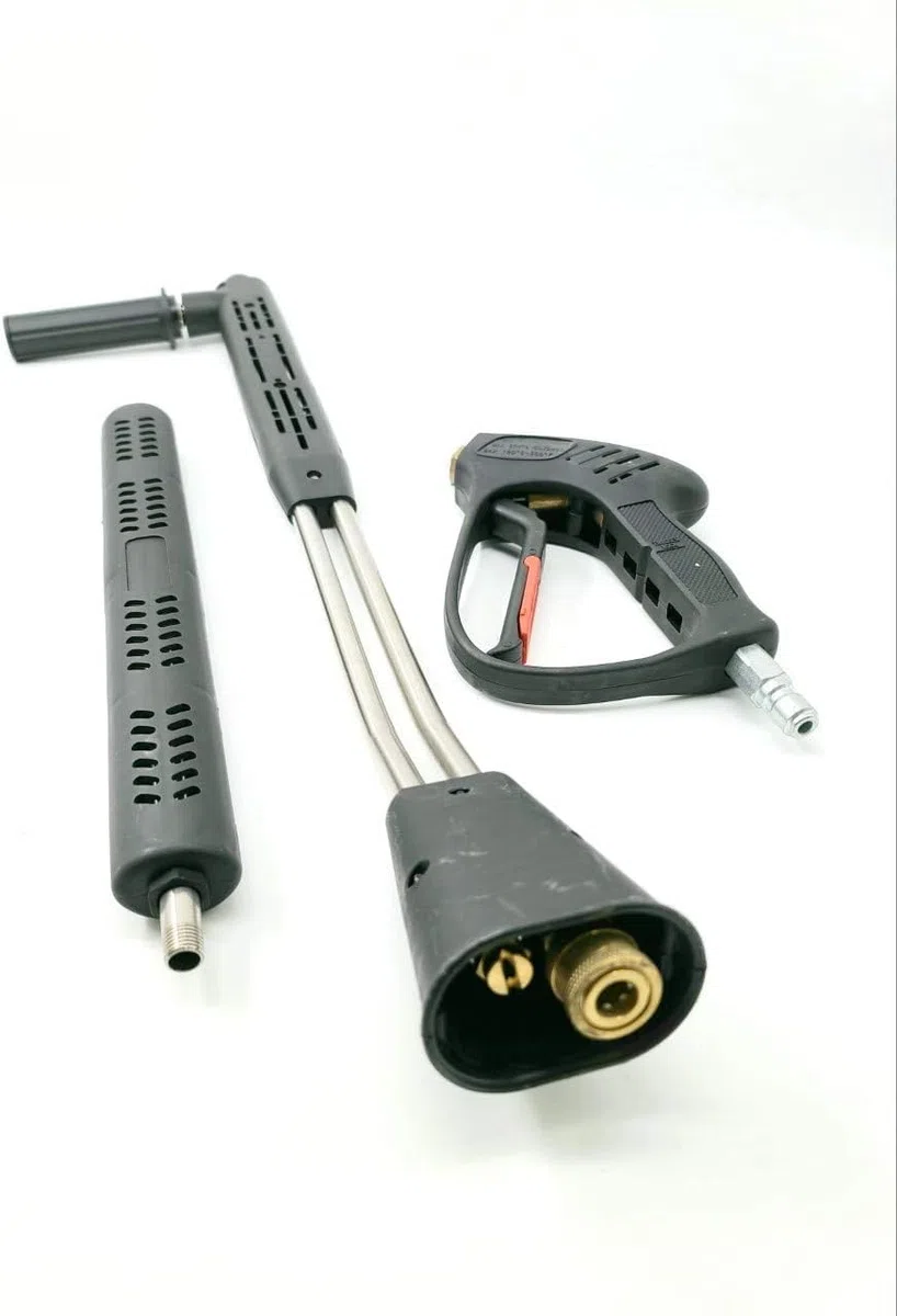 CANPUMP Doble varita y pistola de acero inoxidable de 40 pulgadas, ventilada, 5000 PSI, agarre moldeado de doble lanza para lavadora a presión eléctrica