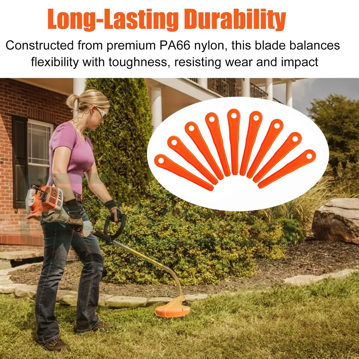 Chuancheng Paquete de 30 cuchillas de plástico 4002 007 1000 para cabezales de recortadora Stihl Weed Eater Blade Polycut 6-2, 6-3, 7-3, Polycut 28-2, 48-2, 47-3