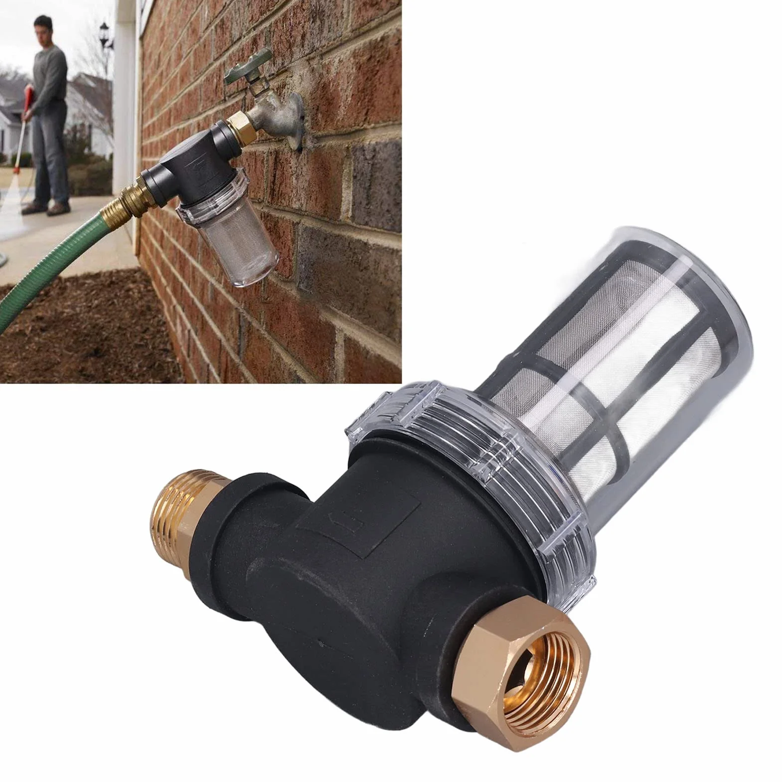 Filtro de Agua para Lavadora a Presión, Protege Las Piezas, Evita Bloqueos y Daños, Rosca de 3/4 de Pulgada, con Conexión de Manguera Doméstica, para Filtración de Sedimentos y