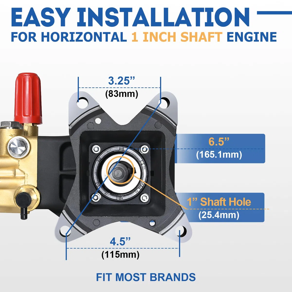 TOOLCY Bomba de lavado a presión 3600-4200 PSI máx. 4.4 GPM, 1 pulgada de eje horizontal triple émbolo de repuesto de bomba de lavado eléctrico, accionamiento directo, con descargador, 5 puntas de