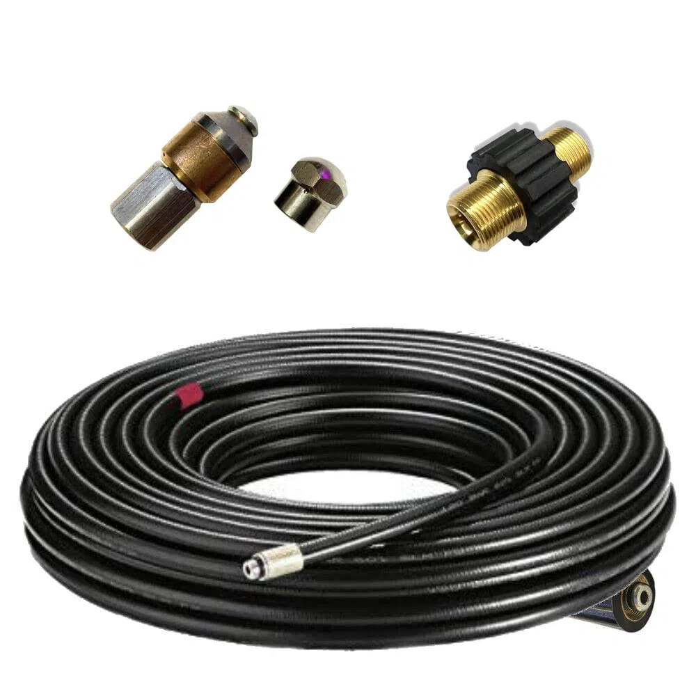 M&M Smartek manguera desatascadora 40 m compatible con Kärcher/Kränzle | Manguera flexible para desatascar tuberías y desagües; comprobar conexión, longitud, boquillas y presión antes de usar.