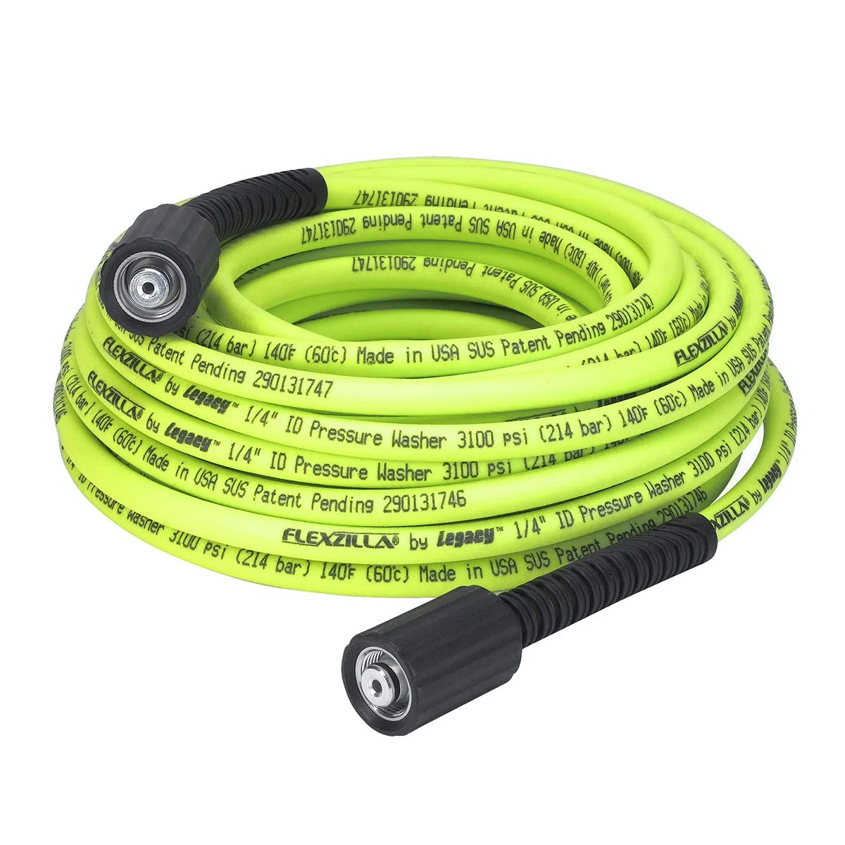 Legacy Manufacturing Flexzilla Limpiador a presión Manguera con M22 Accesorios, 1/4 in. x 50 pies., ZillaGreen – hfzpw3450 m