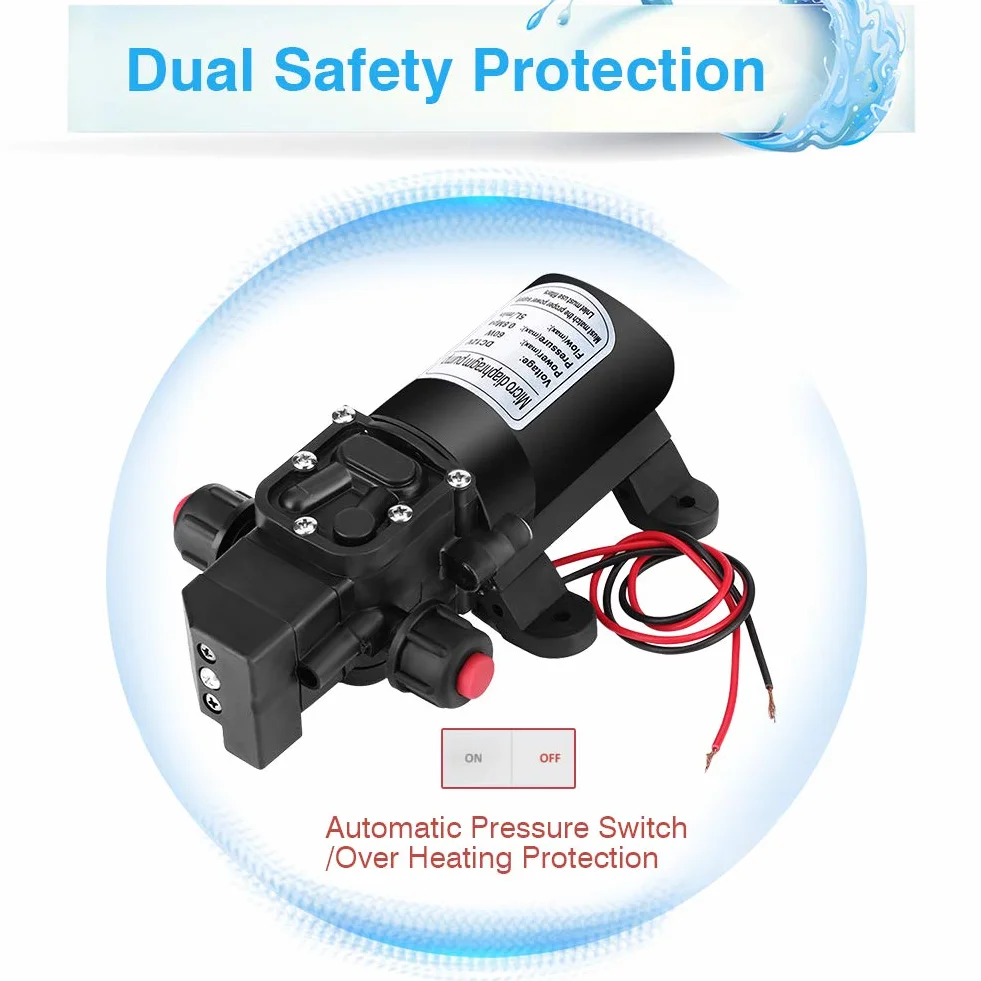 Bomba de agua para autocaravana, 12 V, presión, membrana autocebante con interruptor, bombas automáticas de alta presión, para camping, barco y limpieza de coche