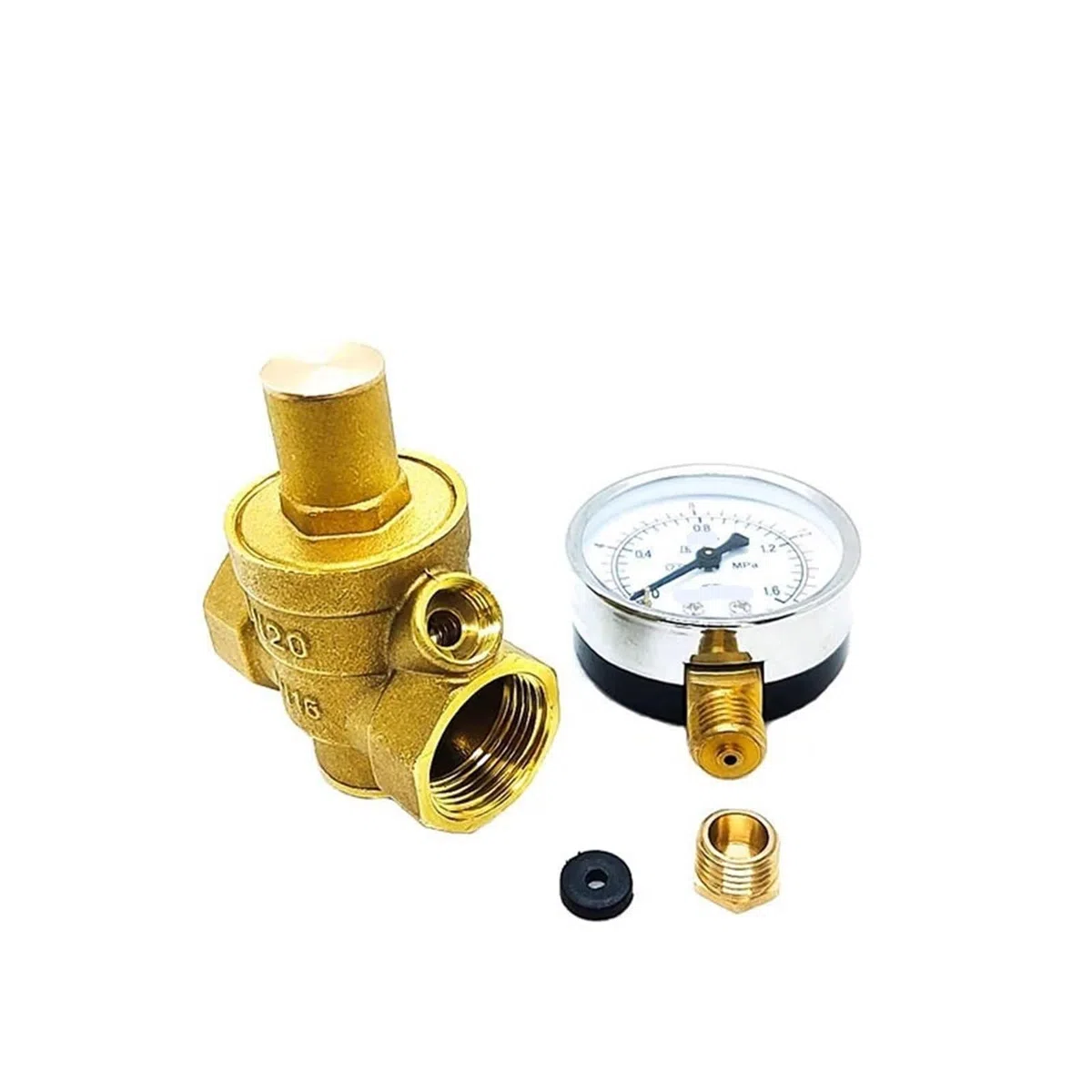 Válvula de Presión de Agua Válvula Reductora y mantenedora de presión de Agua de latón de 2" Válvula de Alivio Ajustable y reguladora(Valve with Gauge)