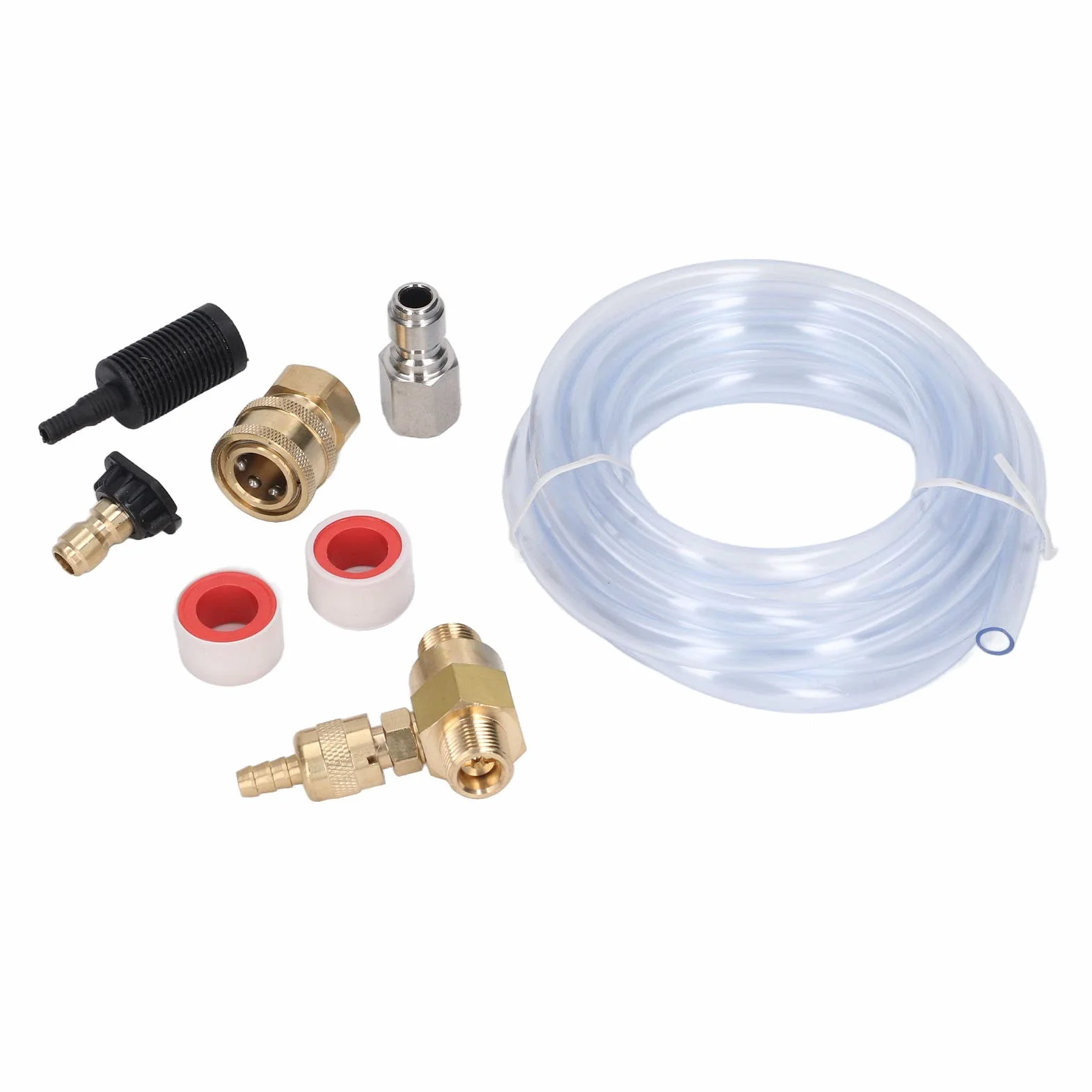 Socobeta Inyector químico, inyector de corriente descendente ajustable para hidrolimpiadora 5000 PSI, latón inoxidable, reemplazo ideal para accesorios de lavado a presión