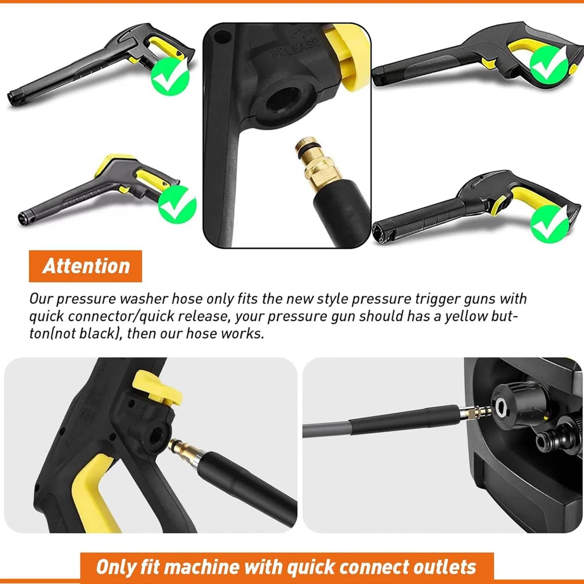 10M Goma Manguera de Repuesto de Alta Presión para Karcher K2 K3 K4 K5 K6 K7, 3600PSI Superflexible Manguera de Extensión con Conexión Rápida Click para Kärcher Accesorio Hidrolimpiadora