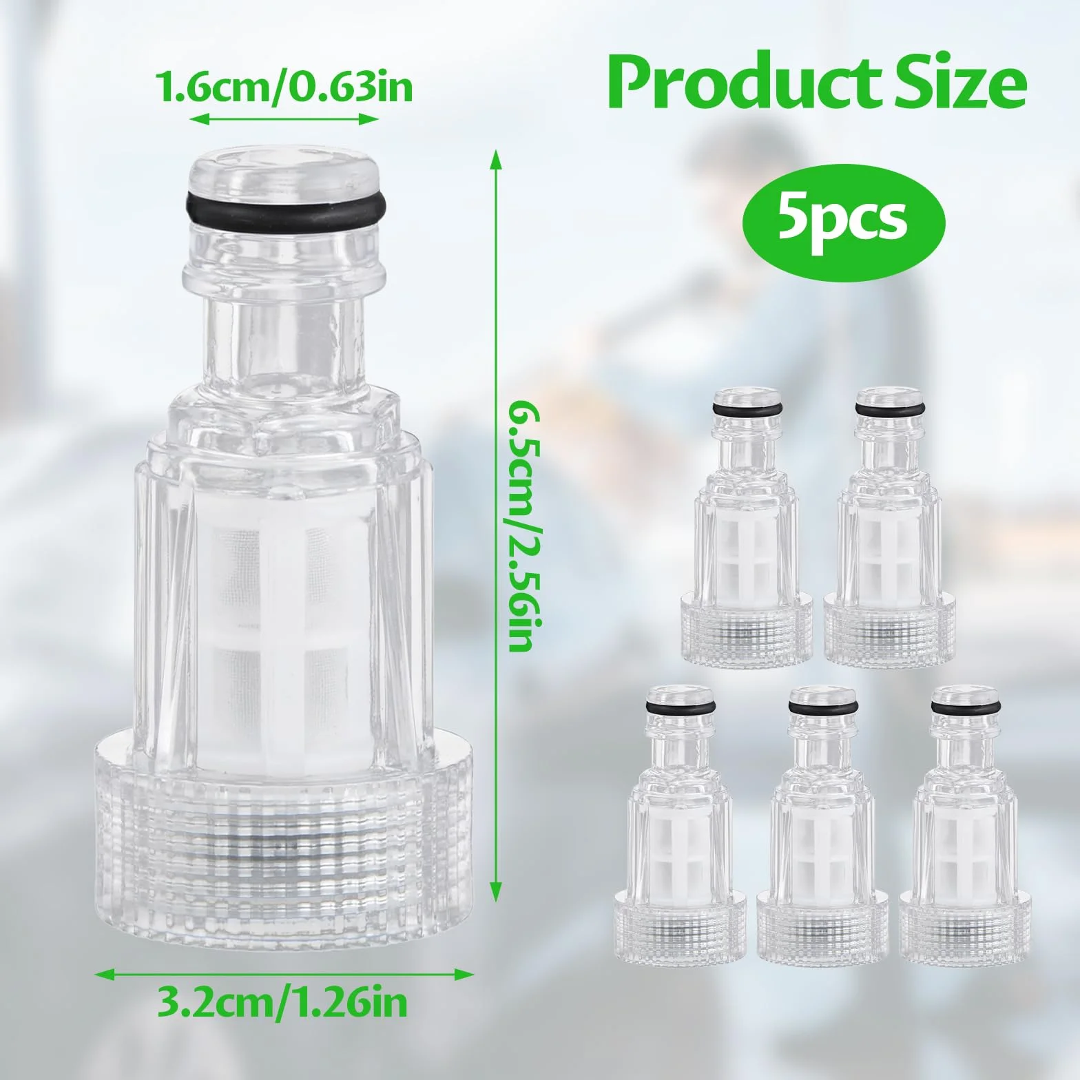 5pcs Filtro para Hidrolimpiadoras, Accesorios Hidrolimpiadora, Filtro de Agua para Conector de Entrada de Agua de 3/4, Filtro para Bomba de Jardín, para Lavadora a Presión