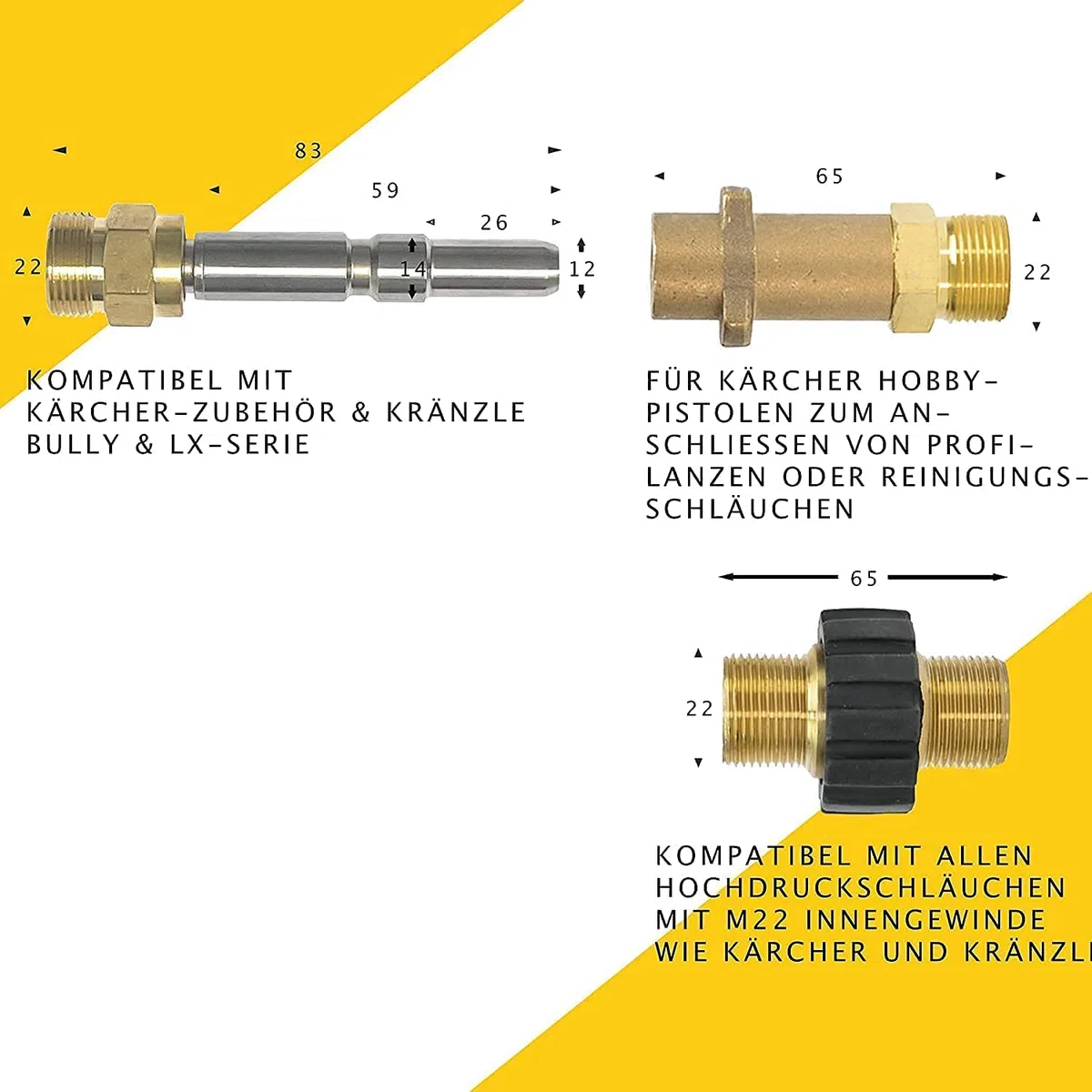 M&M Smartek manguera desatascadora 2 boquillas, para KEW, alta presión | Kit desatascador con manguera, adaptadores y boquillas según variante; comprobar conexiones, presión, contenido y equipo.