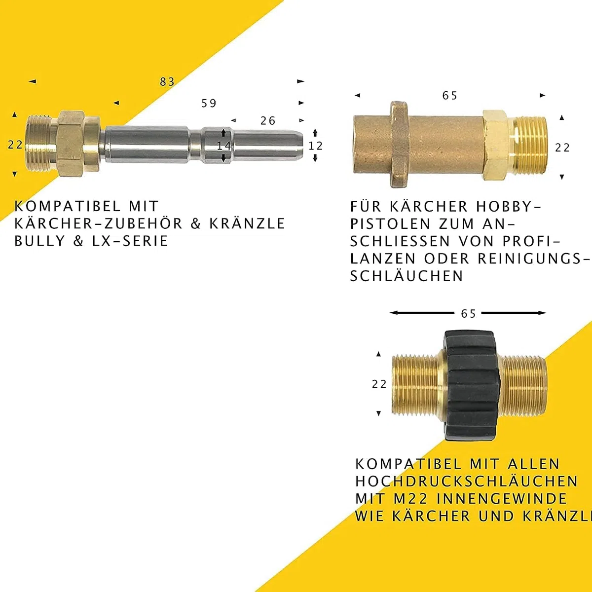 M&M Smartek adaptador M22 AG compatible con KEW/Nilfisk, pieza de recambio | Adaptador robusto para sistemas de alta presión compatibles; comprobar rosca, conexión, junta, presión y equipo seguro.