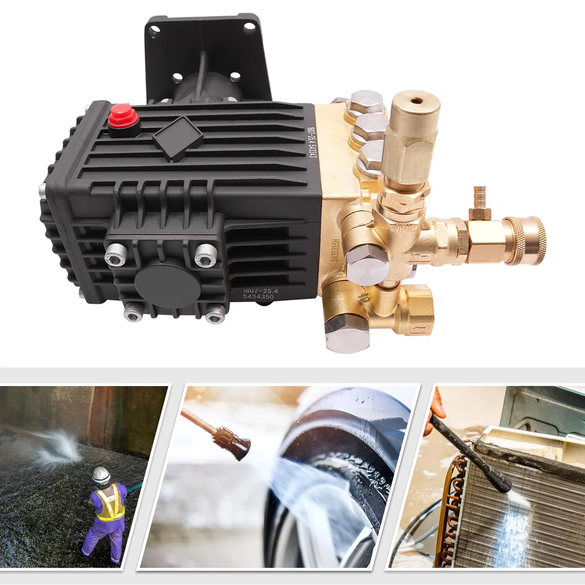 Bomba de lavado de alta presión, 4000 PSI, bomba de latón de 4 GPM para motores de 9-15 hp, eje de 3/4 pulgadas