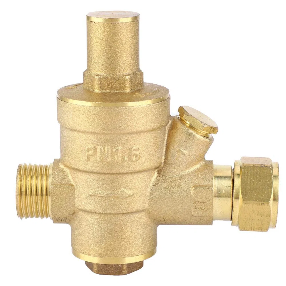 Válvula reductora de presión, DN15 1/2 pulgada Válvula reductora de presión de agua de latón 1/2 "Regulador de presión de agua ajustable Regulador de presión Rosca de la válvula
