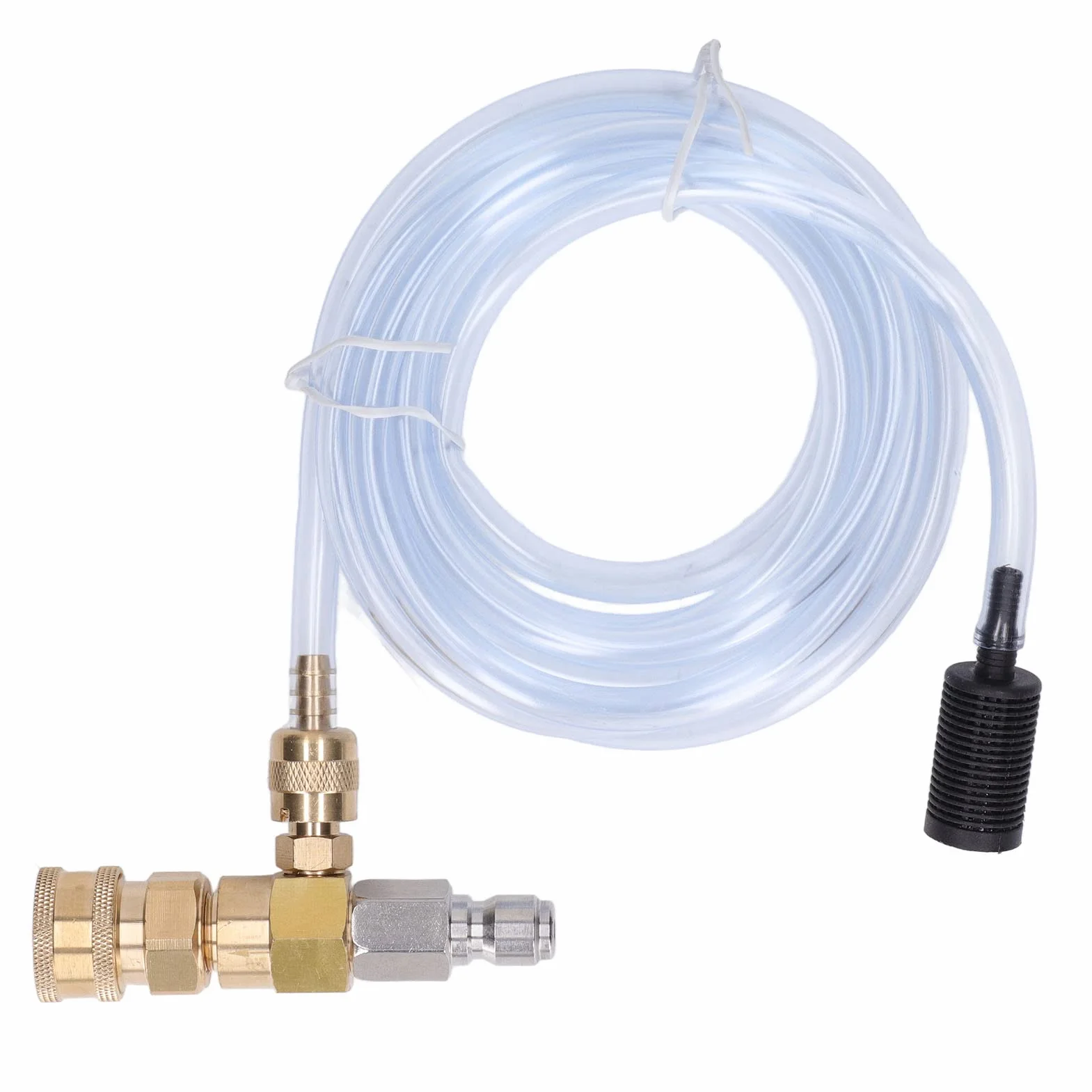Socobeta Inyector químico, inyector de corriente descendente ajustable para hidrolimpiadora 5000 PSI, latón inoxidable, reemplazo ideal para accesorios de lavado a presión