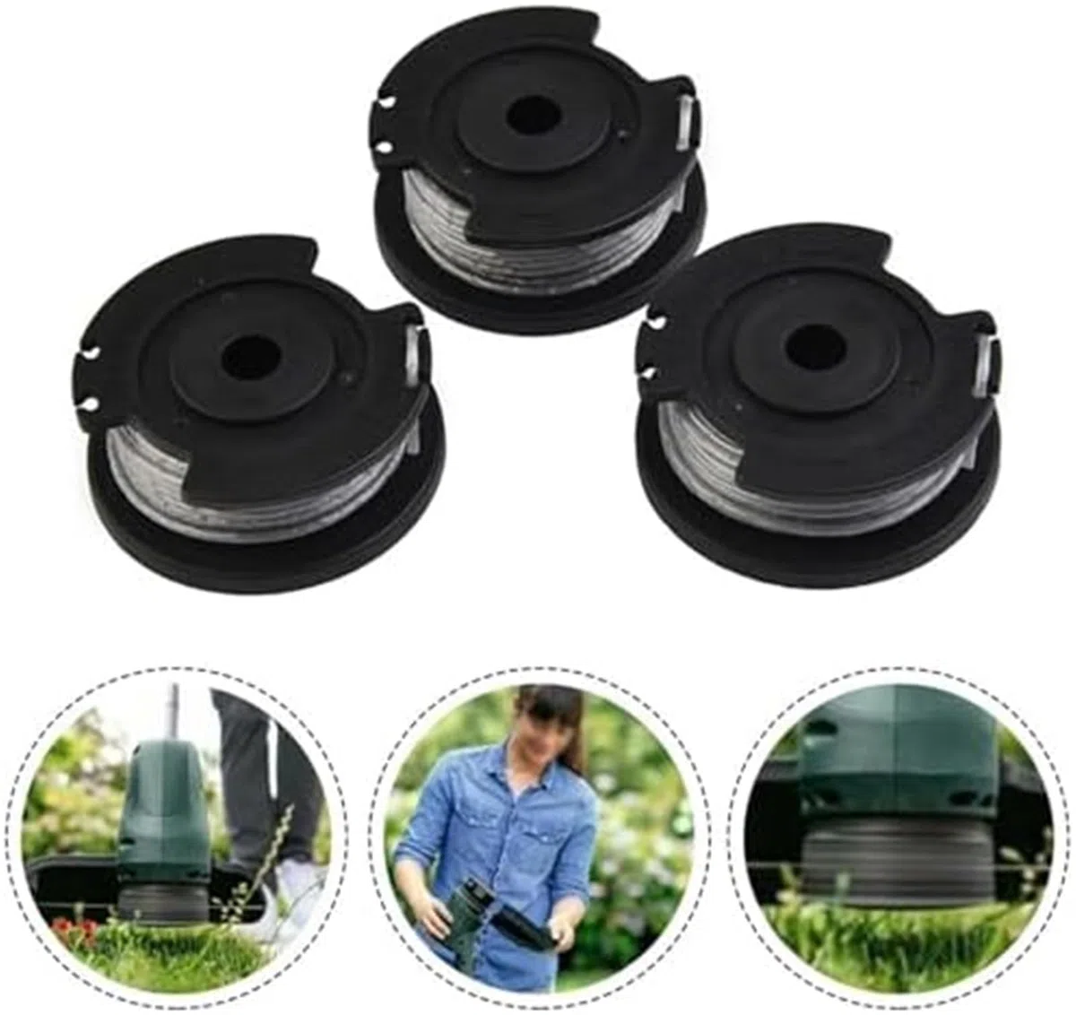 Bobina automática para cortadora de césped Paquete de Carrete 3/9/15, para línea 4M Easygrasscut 18V 23 26 18-230 18-260 1,6(Black 15pcs)