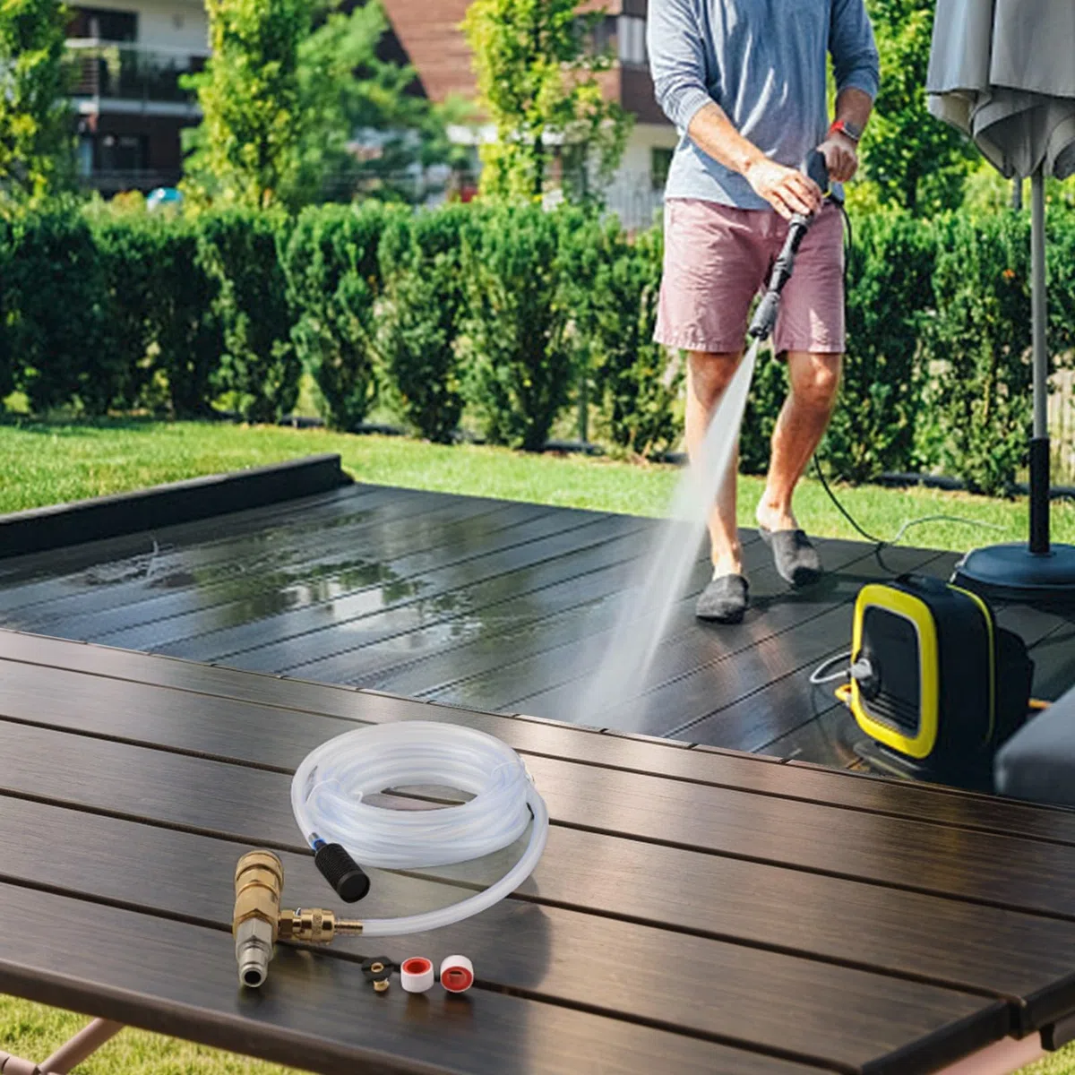 Inyector de jabón descendente de 4000 PSI para lavadoras a presión, aplicador de detergente de 3/8 pulgadas para soluciones de limpieza, compatible con sistemas de limpieza de alta presión