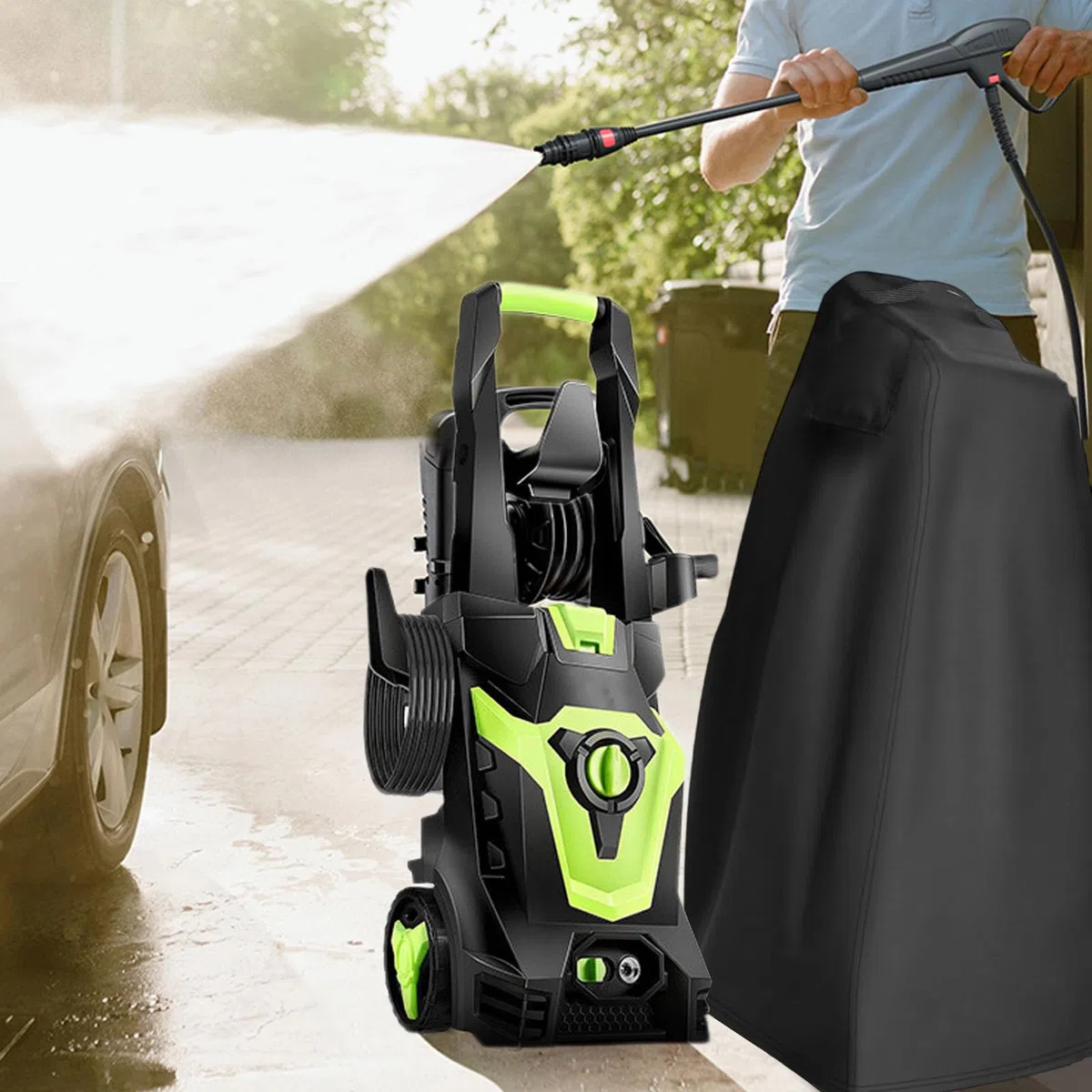 Funda para Limpiadora a Presión | Cubierta Protectora para Hidrolimpiadora Eléctrica | Protector Impermeable para Máquina de Limpieza en Interior y Exterior | Protección para Almacenamiento en