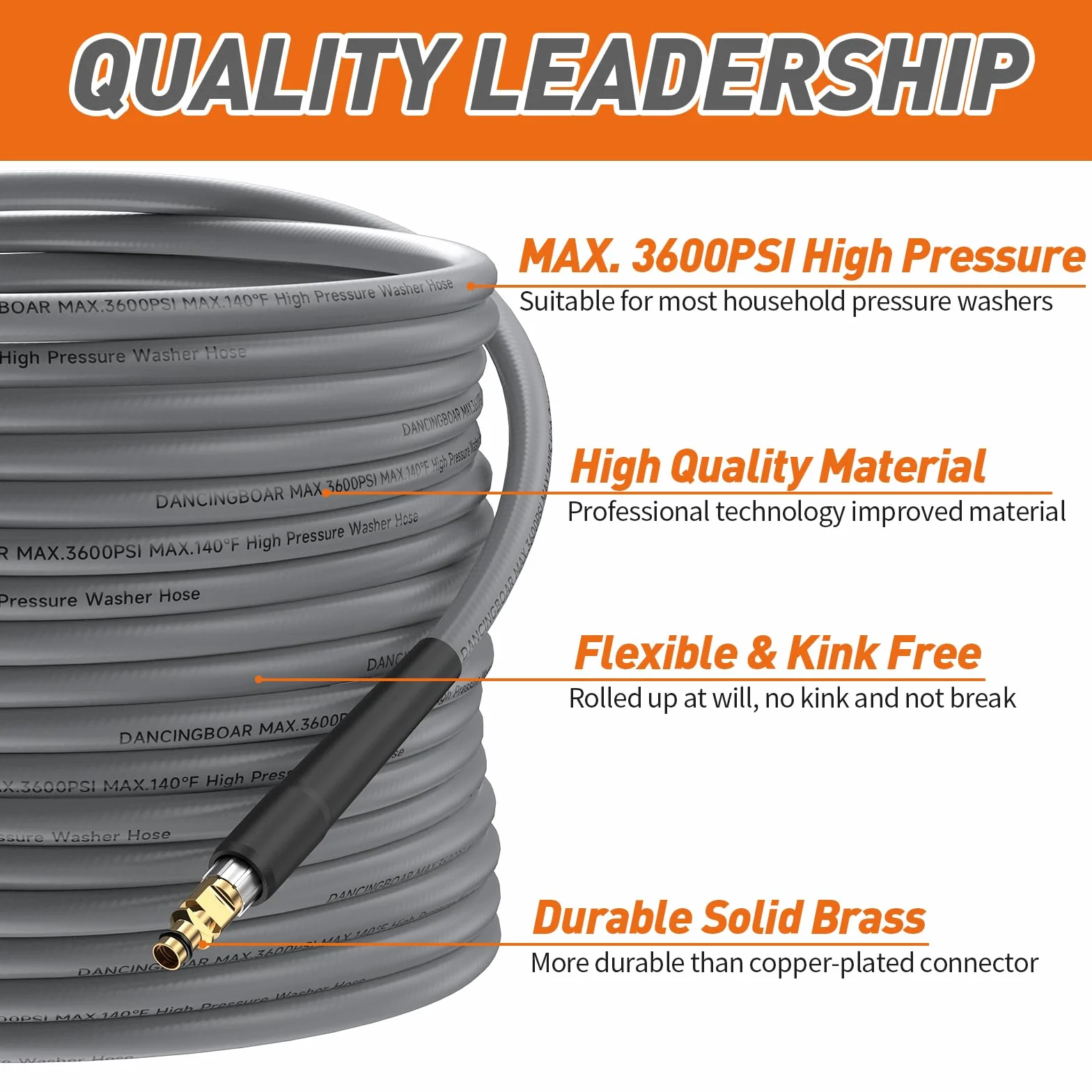 10M Goma Manguera de Repuesto de Alta Presión para Karcher K2 K3 K4 K5 K6 K7, 3600PSI Superflexible Manguera de Extensión con Conexión Rápida Click para Kärcher Accesorio Hidrolimpiadora