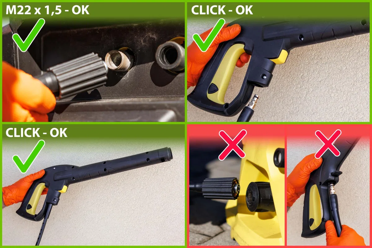TC TECHNIC Manguera de alta presión para Karcher Serie K con rosca M22x1,5mm - Nylon trenzado - Click Connect - Accesorio Karcher - Para altas presiones y temperaturas - 5m