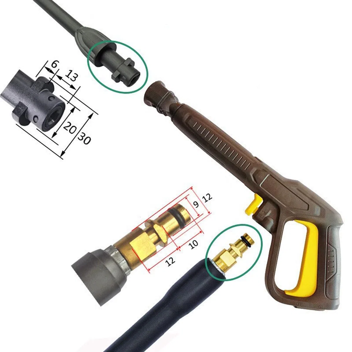 Pistola Pulverizadora de Hidrolimpiadora, Pistola de Pulverización de Repuesto con Lanza Jet, Solo Compatible con los Nuevos Modelos Kärcher K2-K7 con Racores de Manguera Quick Connect