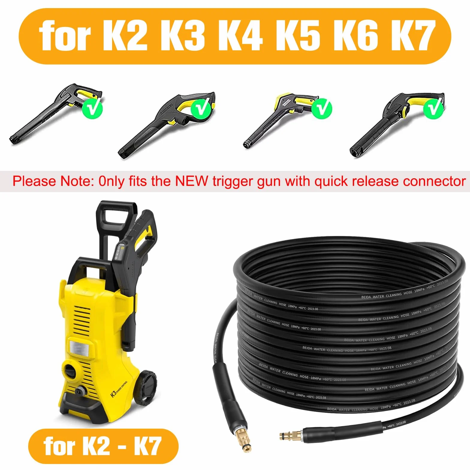 8M Manguera Presión Para Kärcher K2 K3 K4 K5 K6 K7 Hidrolimpiadora Mangueras de Alta Presión Para Kärcher Repuesto Accesorios Lavadora Presion Extensión Hose Alargador Conector Rápido