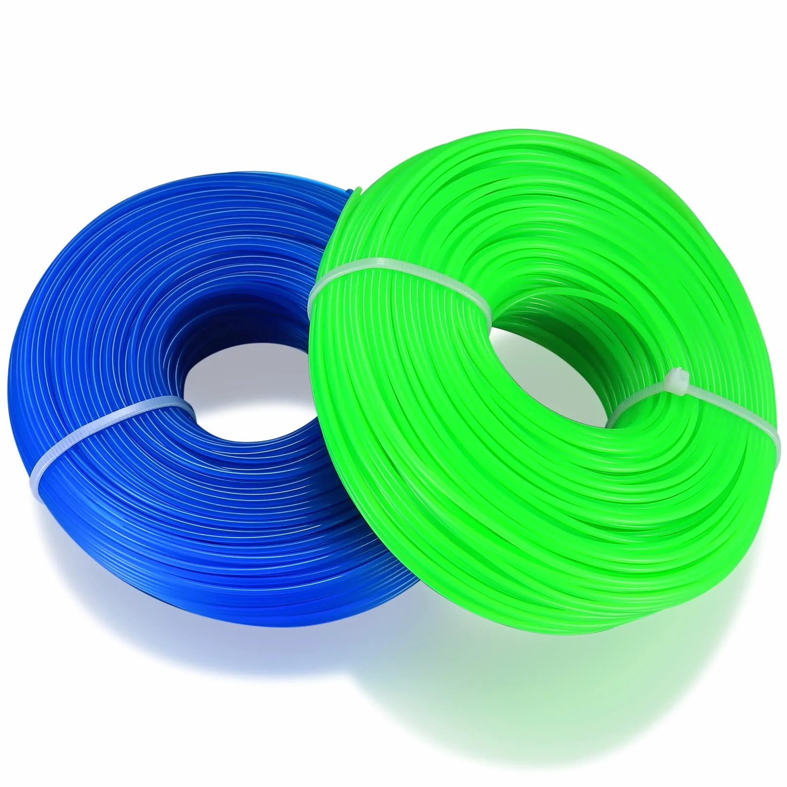 2 Pcs Hilo de Nailon Redondo para Cortacésped, Hilo para Desbrozadora, 1,6 mm x 100 m Línea para Cortar Césped para Cortar Malezas Césped, Color Azul, Verde, 100 m x 2 pcs, 200 metros en total