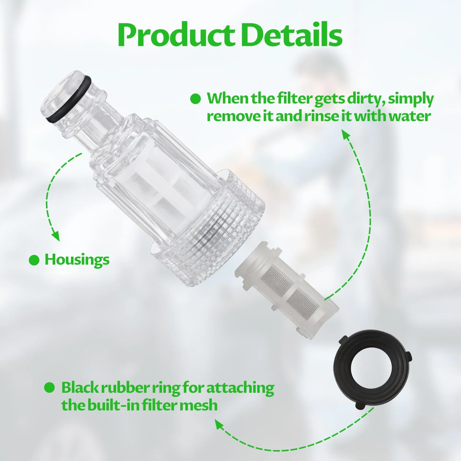 5pcs Filtro para Hidrolimpiadoras, Accesorios Hidrolimpiadora, Filtro de Agua para Conector de Entrada de Agua de 3/4, Filtro para Bomba de Jardín, para Lavadora a Presión