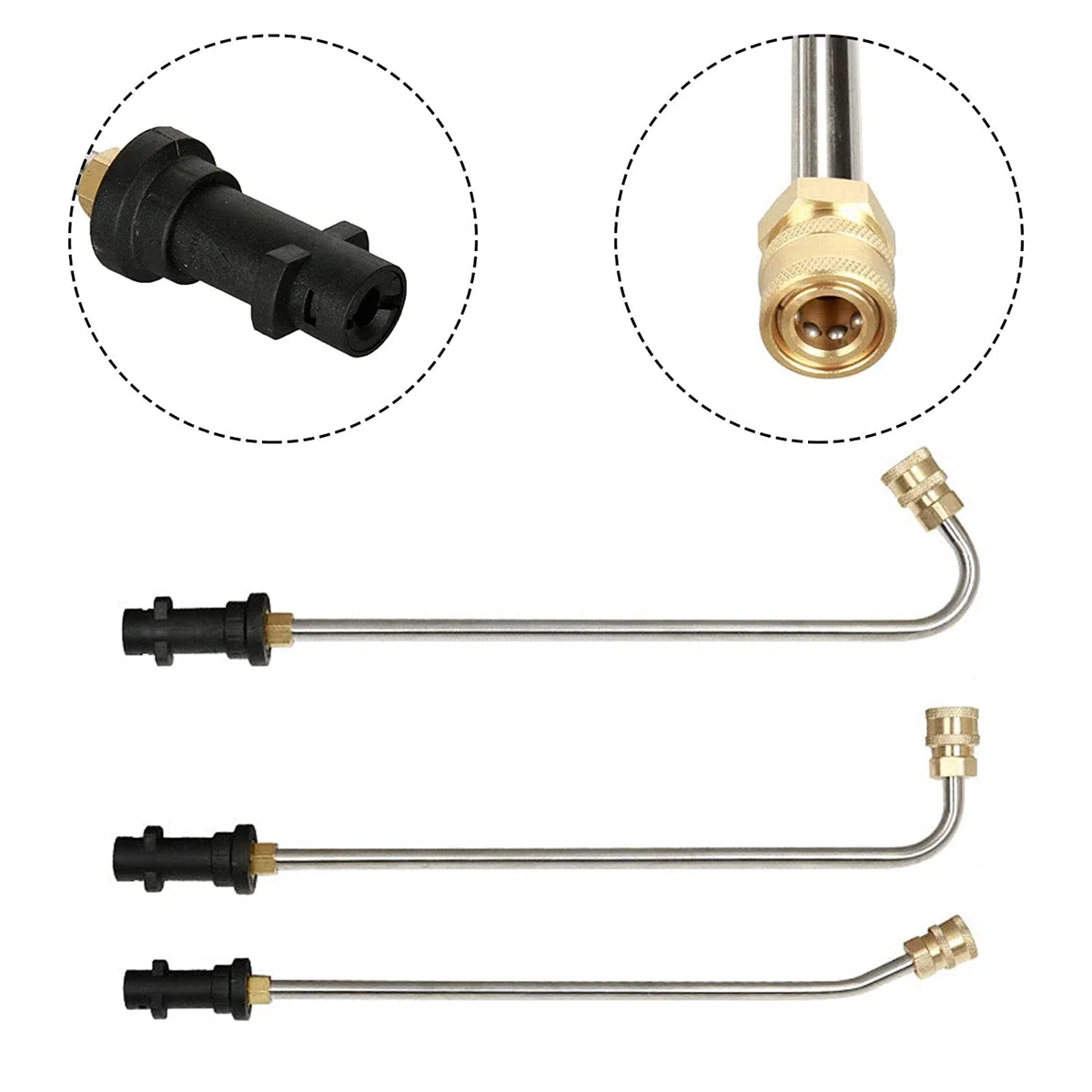 Varita de extensión para pistola de lavado a presión, conector rápido de 1/4 pulgadas, barra de limpieza para pistola de lavado para Karcher K2-K7 (oro 90 grados)