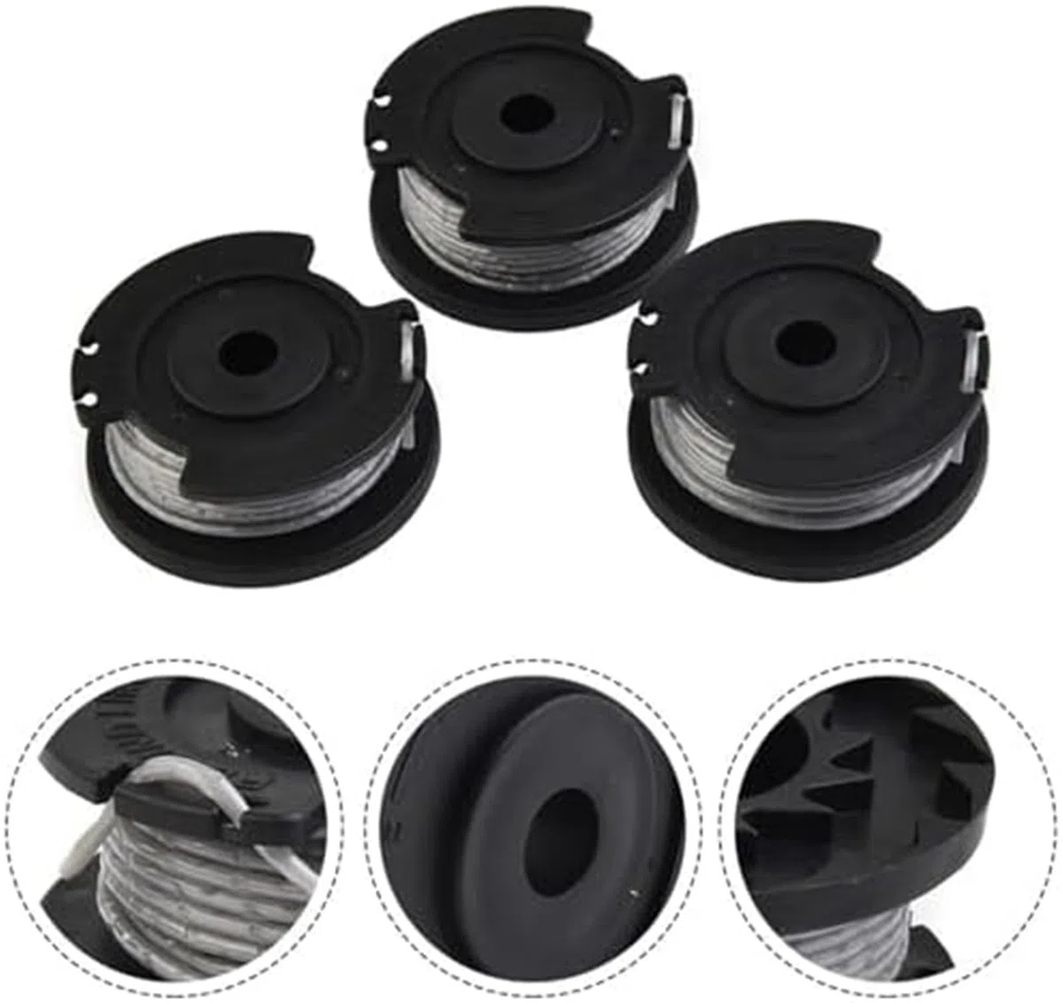 Bobina automática para cortadora de césped Paquete de Carrete 3/9/15, para línea 4M Easygrasscut 18V 23 26 18-230 18-260 1,6(Black 15pcs)