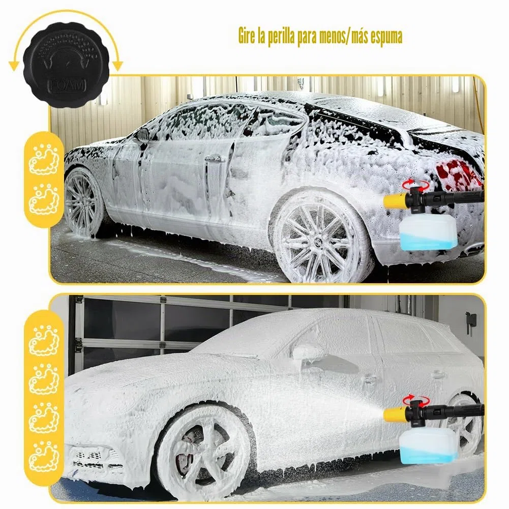 HOTUT Lanza de Espuma para Kärcher K2 K3 K4 K5 K6 K7, 400ml Cañón de Espuma de Nieve, Ajustable Lanza de Jabonadura Dispensador Accesorio, Accesorio de Lavado de Coche Compatible para Kärcher Serie K