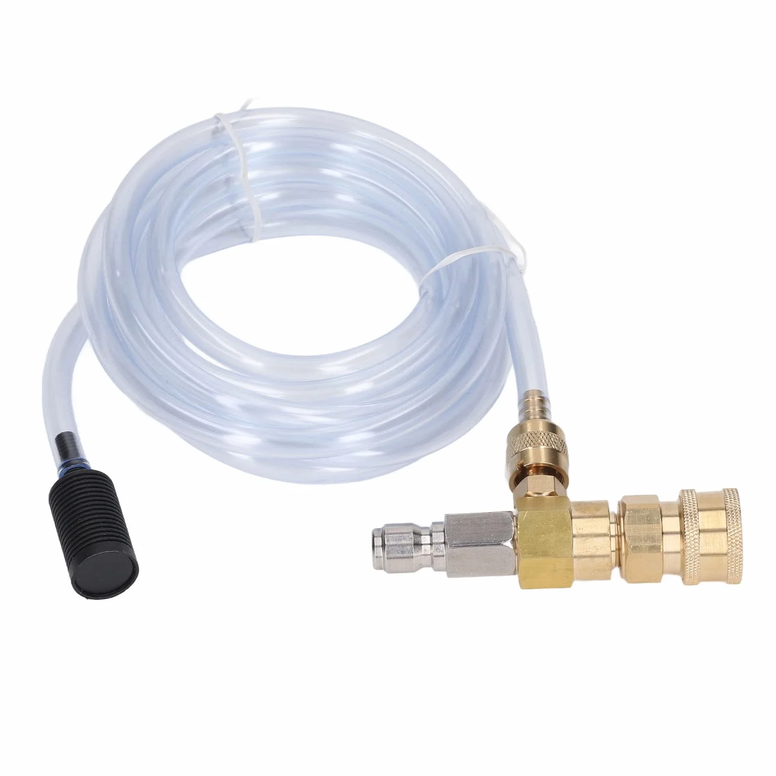 Socobeta Inyector químico, inyector de corriente descendente ajustable para hidrolimpiadora 5000 PSI, latón inoxidable, reemplazo ideal para accesorios de lavado a presión