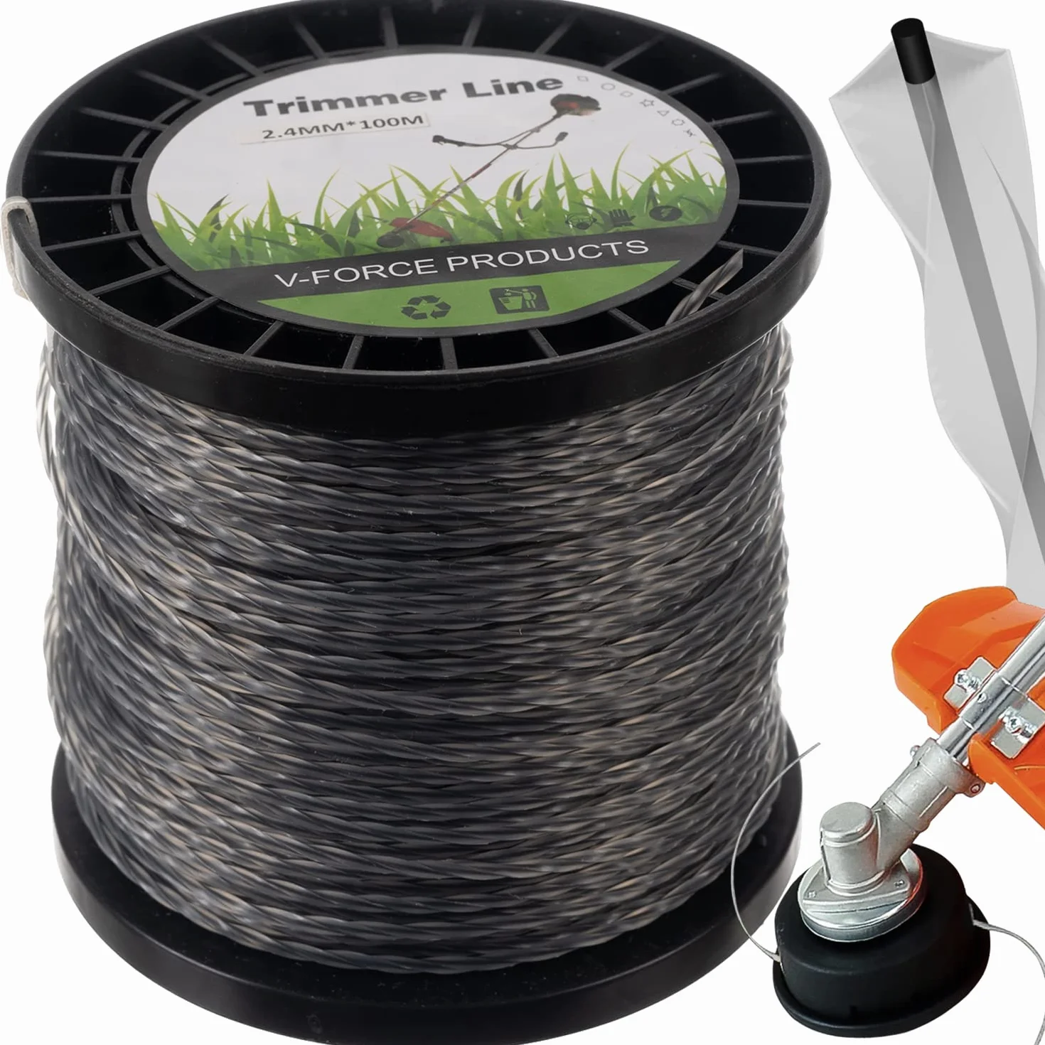 Hilo de corte Bigstren para desbrozadora, hilo de recortadora de césped, hilo de 2,4 mm, repuesto 100 metros 21073