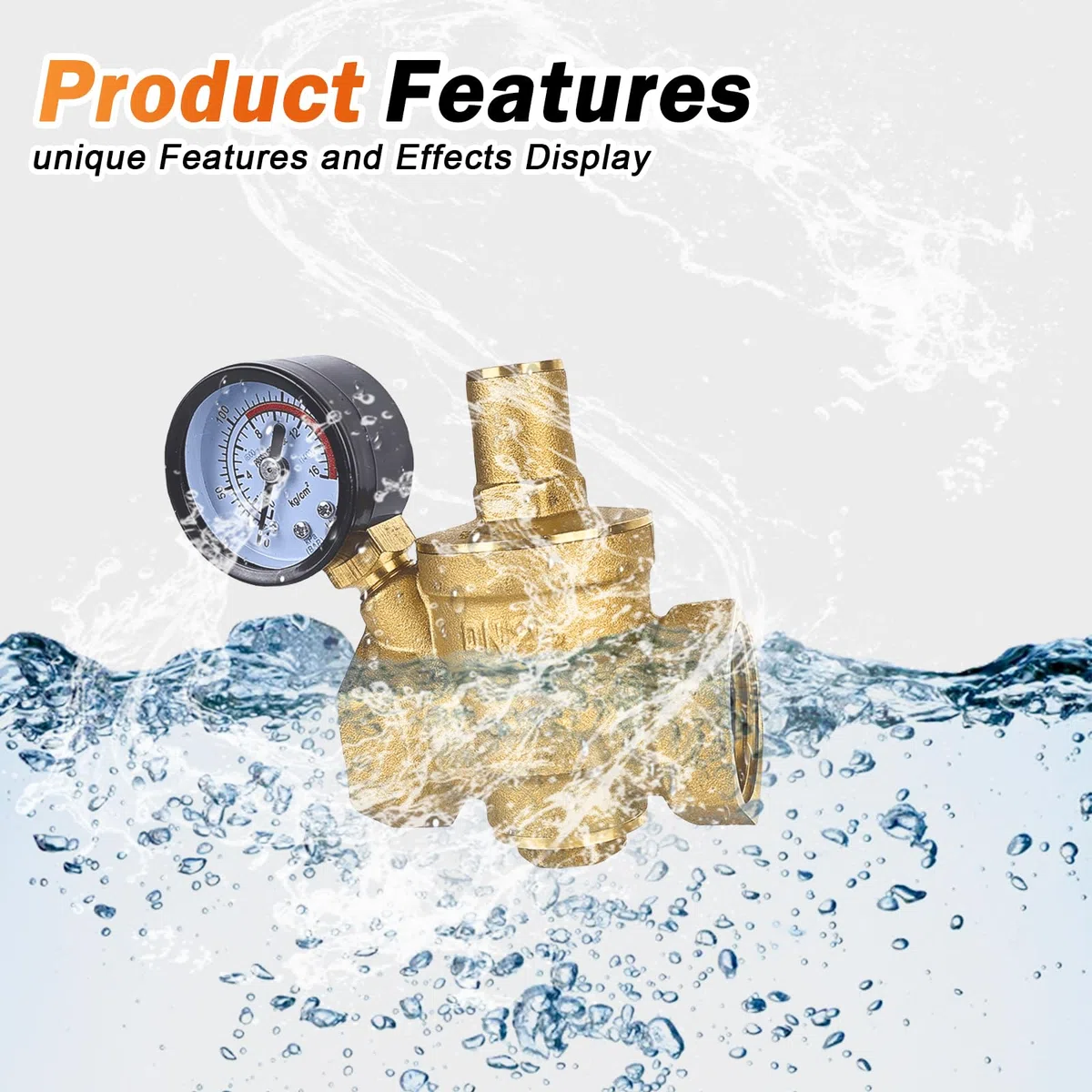 Regulador de presión de agua de 1 pulgada DN25 con manómetro: Sporgo latón reductor de presión ajustable regulador de presión de agua válvula válvula regulador de presión